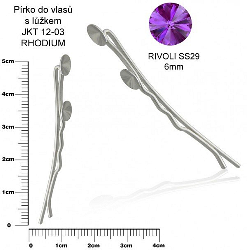 Komponent PÍRKO do vlasů s lůžky. Ozn.-JKT 12-03. Barva rhodium.