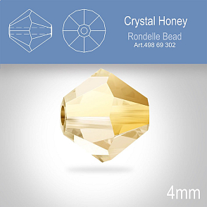 PRECIOSA Bicone MC BEAD (sluníčko) velikost 4mm. Barva CRYSTAL HONEY. Balení 30ks .