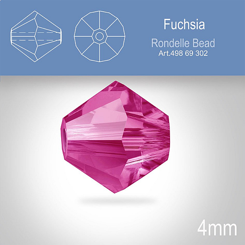 PRECIOSA Bicone MC BEAD (sluníčko) velikost 4mm. Barva FUCHSIA. Balení 30ks .