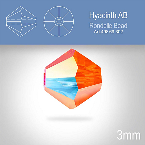 PRECIOSA Bicone (sluníčko) velikost 3mm. Barva HYACINTH Aurore Boreale. Balení 40ks