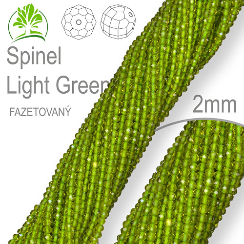 Korálky z minerálů Spinel Light Green Fazetovaný přírodní polodrahokam. Velikost pr.2mm. Balení 190Ks.