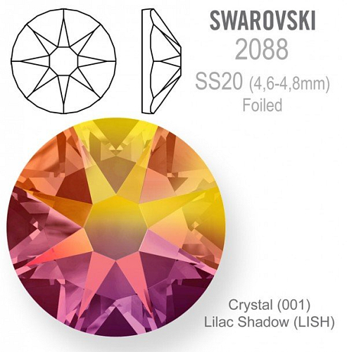 SWAROVSKI 2088 XIRIUS FOILED velikost SS20 barva Crystal Lilac Shadow
