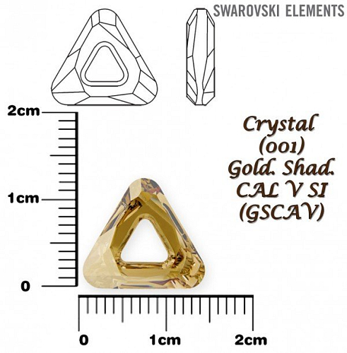 SWAROVSKI ELEMENTS Cosmic Triangle 4737 barva CRYSTAL (001) GOLD. SHAD. CAL V SI (GSCAV) velikost 14mm. 