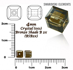 SWAROVSKI CUBE Beads 5601 barva CRYSTAL BRONZE SHADE B 2x velikost 4mm.