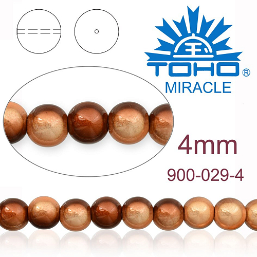MIRACLE beads original Japan. Velikost 4mm. Barva 029 BRONZE PEACH TWO TONE. 