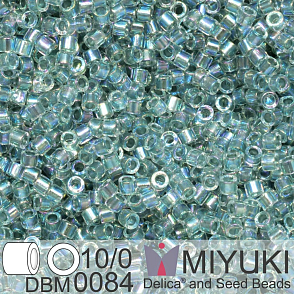 Korálky Miyuki Delica 10/0. Barva Sea Foam Lined Crystal AB DBM0084. Balení 5g.