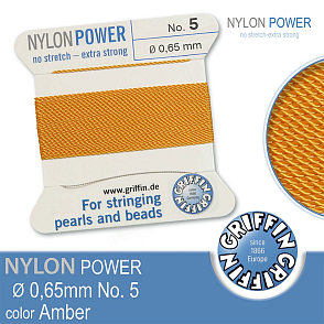 NYLON Power velmi pevná nit GRIFFIN síla nitě 0,65mm Barva Amber