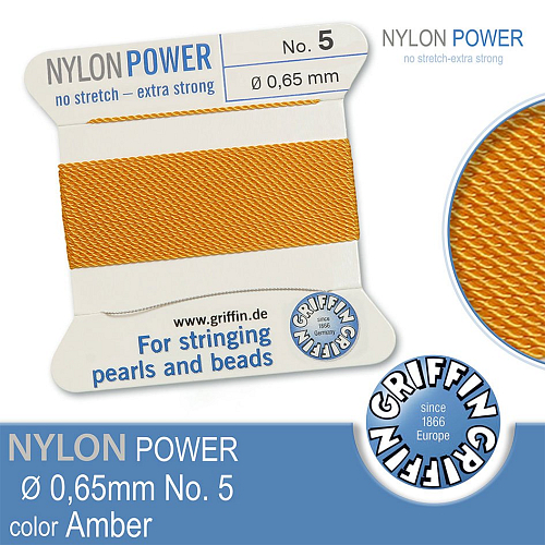 NYLON Power velmi pevná nit GRIFFIN síla nitě 0,65mm Barva Amber