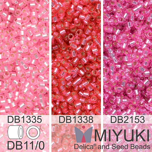 Korálky Miyuki Delica 11/0. Barevné variace č.39 DB1335, DB1338, DB2153
