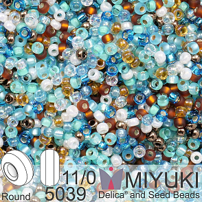 Korálky Miyuki Round 11/0. Barva Surf and Sand Mix 5039. Balení 5g.