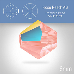 PRECIOSA Bicone MC BEAD (sluníčko) velikost 6mm. Barva ROSE PEACH AB. Balení 18ks .