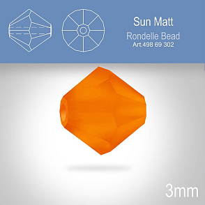 PRECIOSA Bicone (sluníčko) velikost 3mm. Barva SUN MATT. Balení 40ks