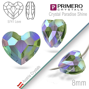 Korálky PRIMERO Crystals . Tvar 5741 Love. Barva Crystal Paradise Shine. Velikost 8mm