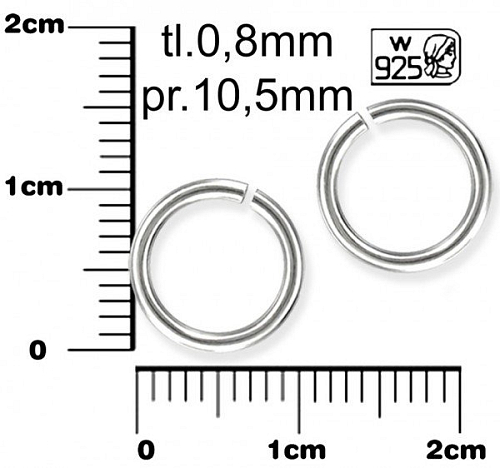 Spojovací kroužek . Velikost 0,8x10,5mm. Materiál STŘÍBRO AG925.váha 0,16g.