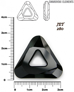 SWAROVSKI ELEMENTS Cosmic Triangle 4737 barva JET (280) velikost 30mm.