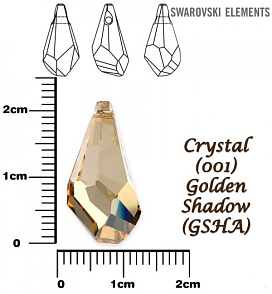 SWAROVSKI POLYGON DROP barva CRYSTAL GOLDEN SHADOW velikost 21mm.