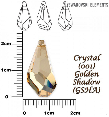 SWAROVSKI POLYGON DROP barva CRYSTAL GOLDEN SHADOW velikost 21mm.