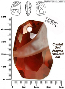 SWAROVSKI Divine Rock Pendant 6191 barva CRYSTAL RED MAGMA velikost 48mm.