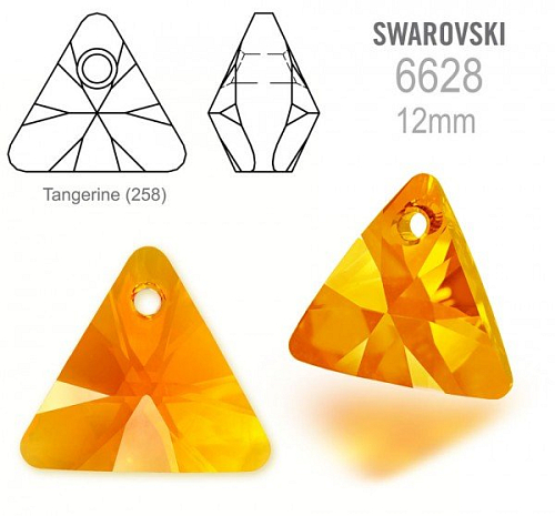 Swarovski 6628 XILION Triangle Pendant 12mm. Barva Tangerine (258).