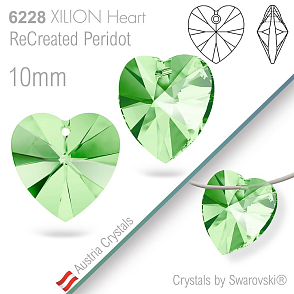 Swarovski XILION Heart 6228. Barva ReCreated Peridot. Velikost 10mm