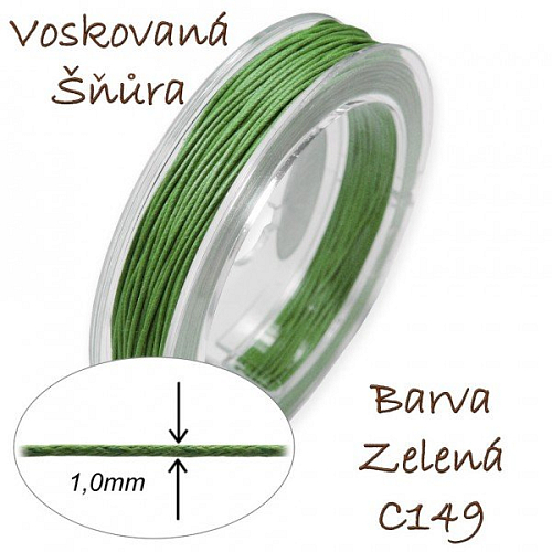 Voskovaná šňůra-síla 1,0mm v barvě zelené číslo C149