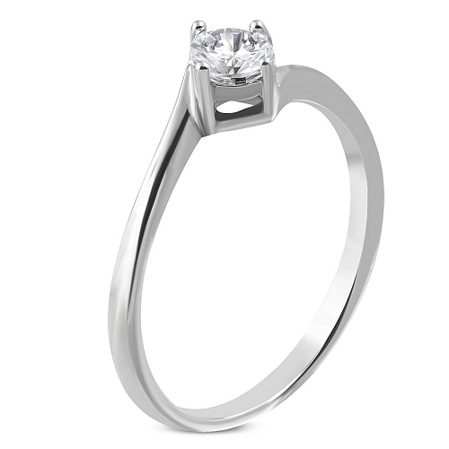 Ocelový prsten ZRC 206 doplněn krystalovým kamínkem o velikosti 7