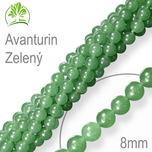 Korálky z minerálů  Avanturin Zelený. Velikost pr.8mm. Balení 10Ks.