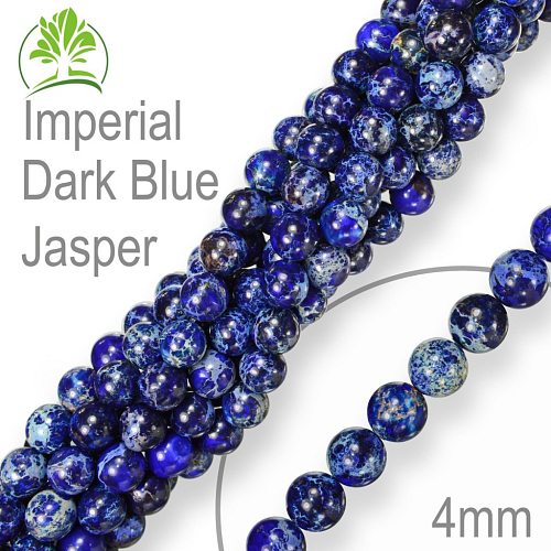Korálky z minerálů Imperial Dark Blue Jasper přírodní polodrahokam. Velikost pr.4mm. Balení 18Ks.