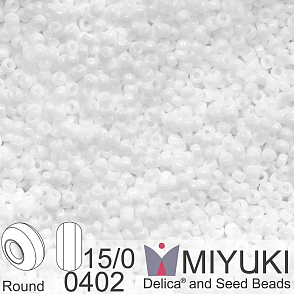 Korálky Miyuki Round 15/0. Barva 0402 White . Balení 5g.