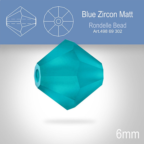 PRECIOSA Bicone MC BEAD (sluníčko) velikost 6mm. Barva BLUE ZIRCON  Matt. Balení 18ks .