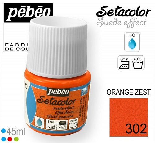 Barva na Textil SETACOLOR Suede Pebeo. barva č. 302 ORANGE ZEST. Balení 45ml.