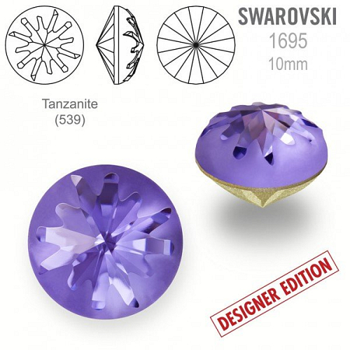 Swarovski 1695 Sea Urchin Round Stone PF velikost 10mm. Barva Tanzanite (539).