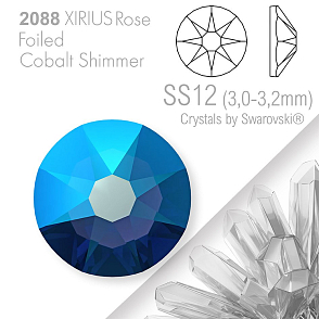SWAROVSKI  XIRIUS Rose 2088 Foiled. Barva Cobalt Shimmer velikost SS12 (3,0-3,2mm). Balení 30Ks.