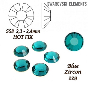 SWAROVSKI xilion rose HOT-FIX velikost SS8 barva BLUE ZIRCON 