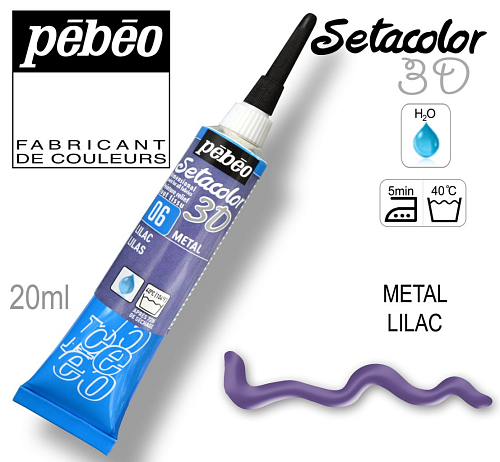 Kontura 3D SETACOLOR. Výrobce Pebeo. Barva 06 METAL LILAC