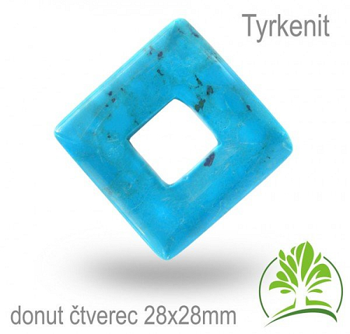 Magnezit (Howlit)  modrý čtverec donut-o pr. 28x28mm tl.5,5mm.