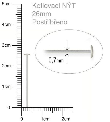 Ketlovací Nýt  velikost 26mm. Barva stříbrná.