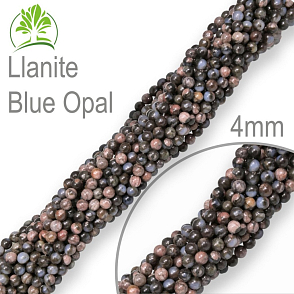 Korálky z minerálů Llanite Blue Opal přírodní polodrahokam. Velikost pr.4mm. Balení 18Ks.