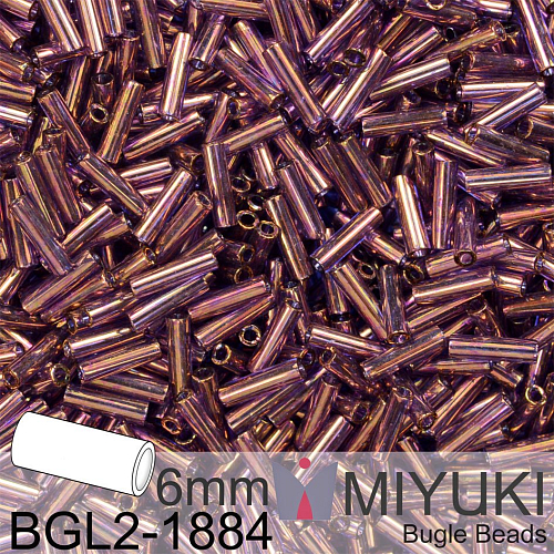 Korálky Miyuki Bugle Bead 6mm. Barva BGL2-1884 Violet Gold Luster. Balení 10g.