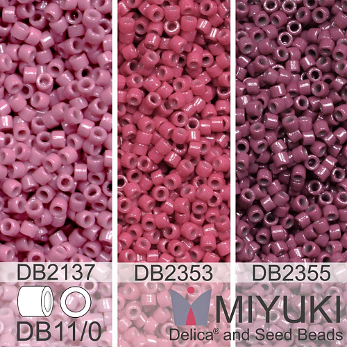 Korálky Miyuki Delica 11/0. Barevné variace č.34 DB2353, DB2355, DB2137