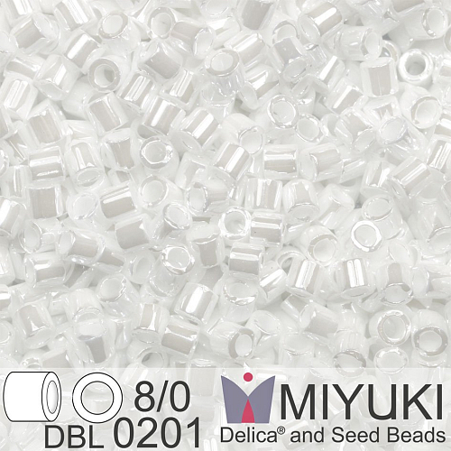 Korálky Miyuki Delica 8/0. Barva White Pearl Ceylon DBL0201. Balení 5g.