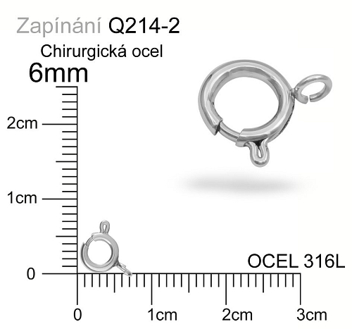 KROUŽKOVÉ zapínání STAS Q214 2. Velikost pr.5mm. Chirurgická ocel. 