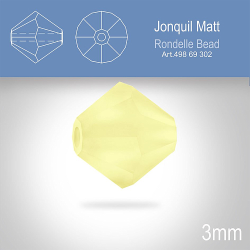 PRECIOSA Bicone (sluníčko) velikost 3mm. Barva JONQUIL MATT. Balení 40ks