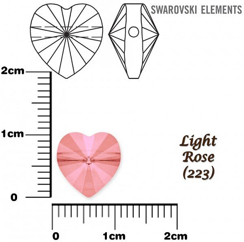 SWAROVSKI KORÁLKY Heart Bead barva LIGHT ROSE velikost 10mm