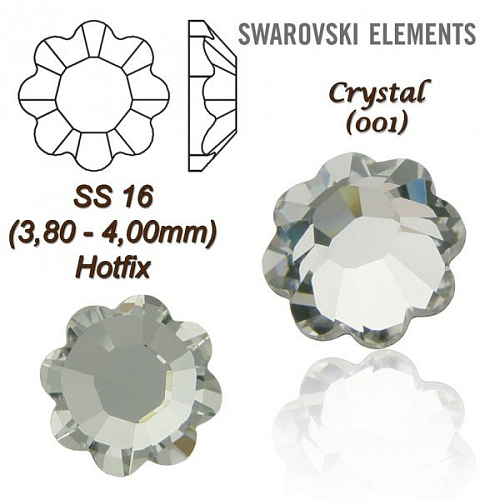 SWAROVSKI 2728 HOT-FIX tvar KYTKA SS16 barva CRYSTAL 