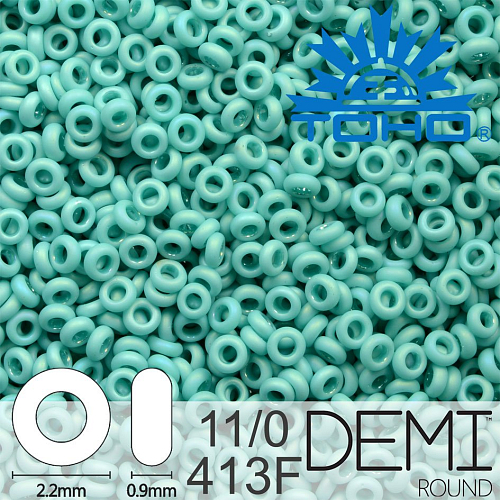 Korálky TOHO Demi Round 11/0. Barva 413F Opaque-Rainbow Frosted Turquoise. Balení 5g.