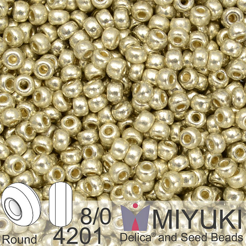Korálky Miyuki Round 8/0. Barva 4201 Duracoat Galvanized Silver . Balení 5g