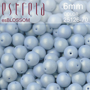 Korálky esBLOSSOM voskované tvar kulatý. Velikost 6mm. Barva 25126-70 (modrá+listr). Balení 21ks na návleku. 