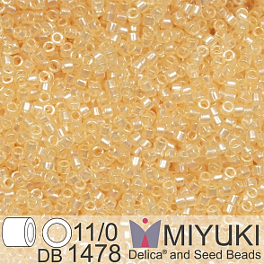 Korálky Miyuki Delica 11/0. Barva Transparent Pale Apricot Luster DB1478 Balení 5g.