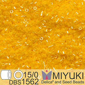 Korálky Miyuki Delica 15/0. Barva DBS 1562 Opaque Canary Luster. Balení 2g.